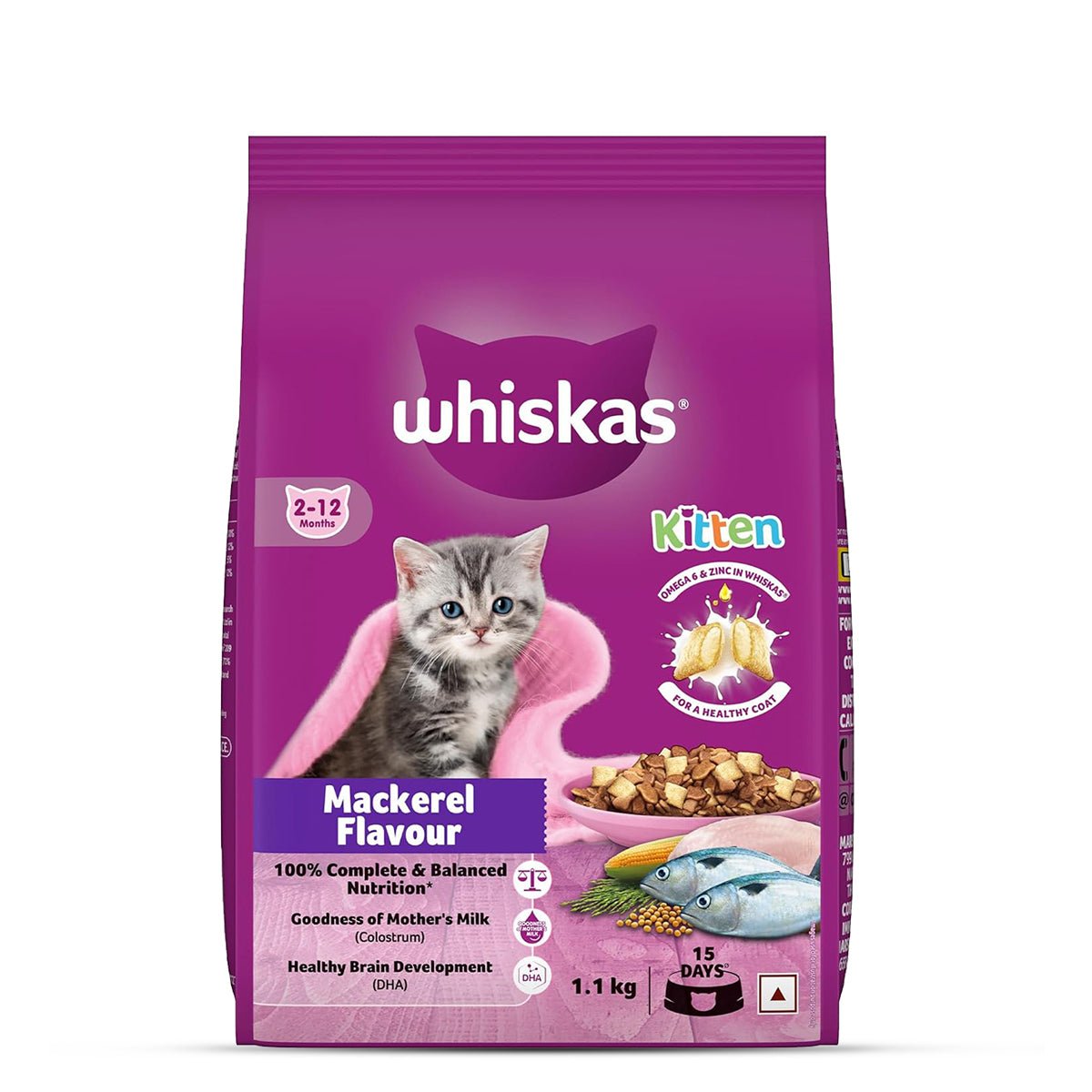 Whiskas Mackerel Dry Cat Food - All Breed Kitten (2 - 12 months) - Mypets.pk
