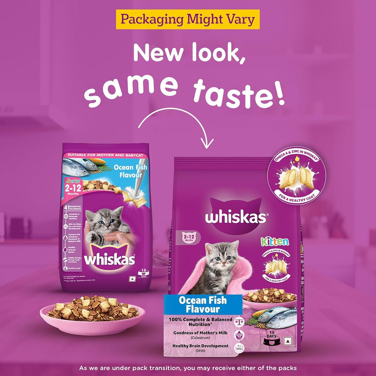 Whiskas Ocean Fish Dry Cat Food - All Breed Kitten (2 - 12 months) - Mypets.pk