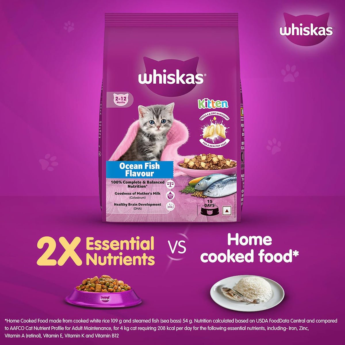 Whiskas Ocean Fish Dry Cat Food - All Breed Kitten (2 - 12 months) - Mypets.pk