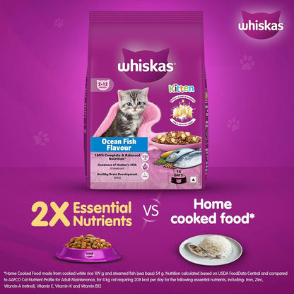 Whiskas Ocean Fish Dry Cat Food - All Breed Kitten (2 - 12 months) - Mypets.pk