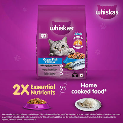 Whiskas Ocean Fish Flavour Dry Cat Food - All Breed Adult (+1 year) - Mypets.pk