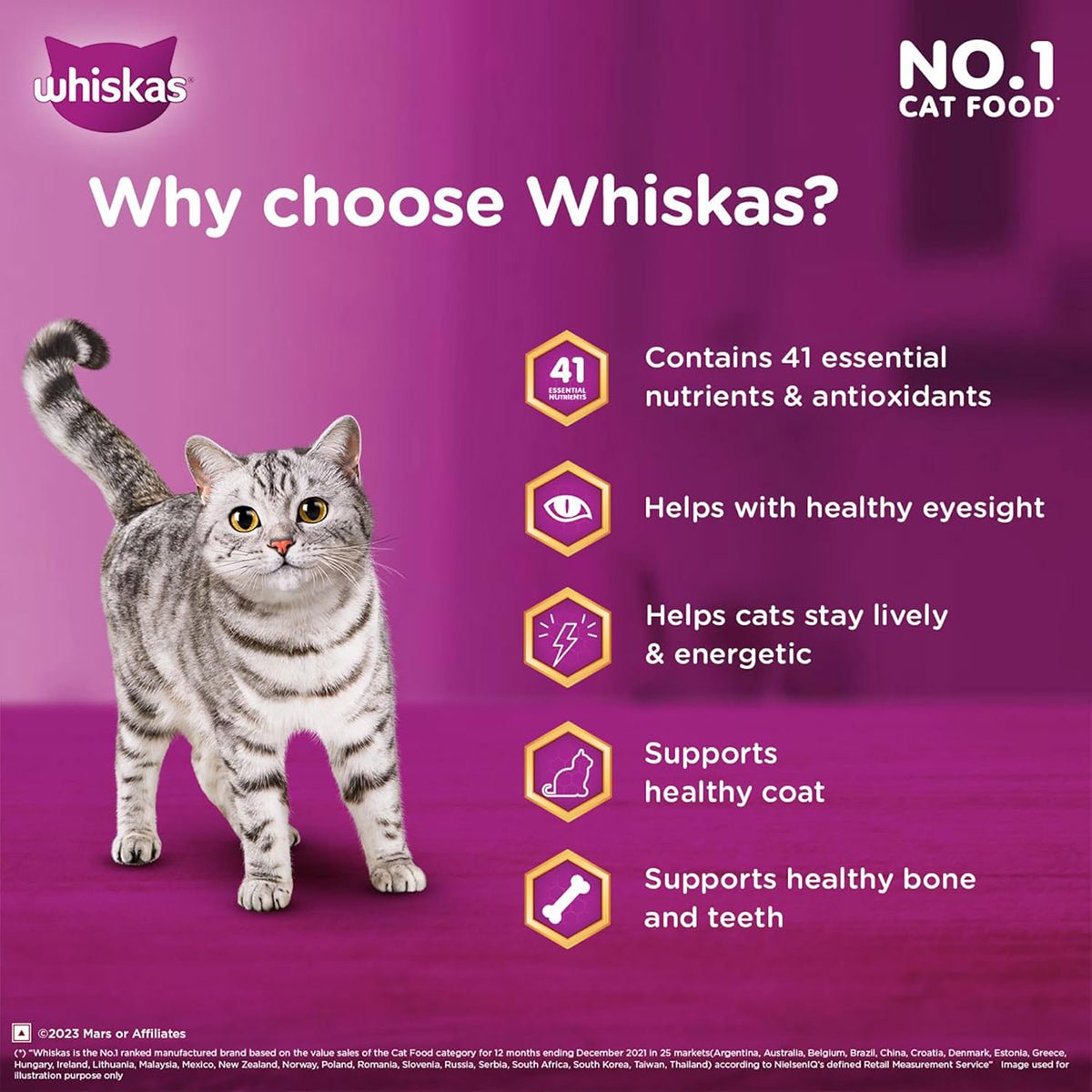 Whiskas Ocean Fish Flavour Dry Cat Food - All Breed Adult (+1 year) - Mypets.pk