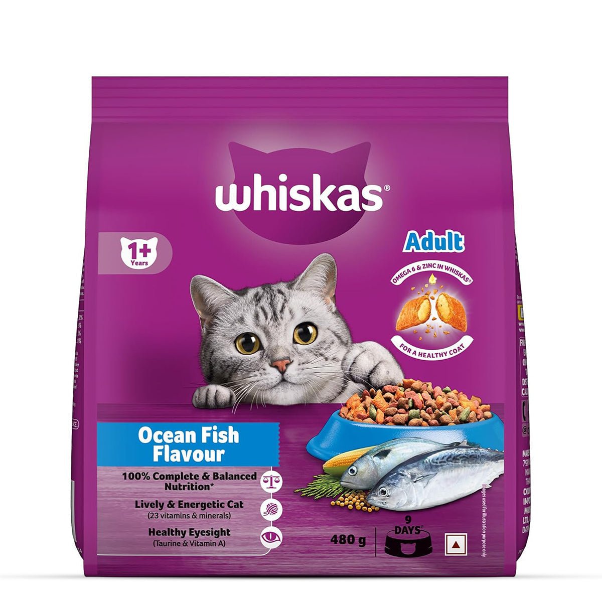 Whiskas Ocean Fish Flavour Dry Cat Food - All Breed Adult (+1 year) - Mypets.pk