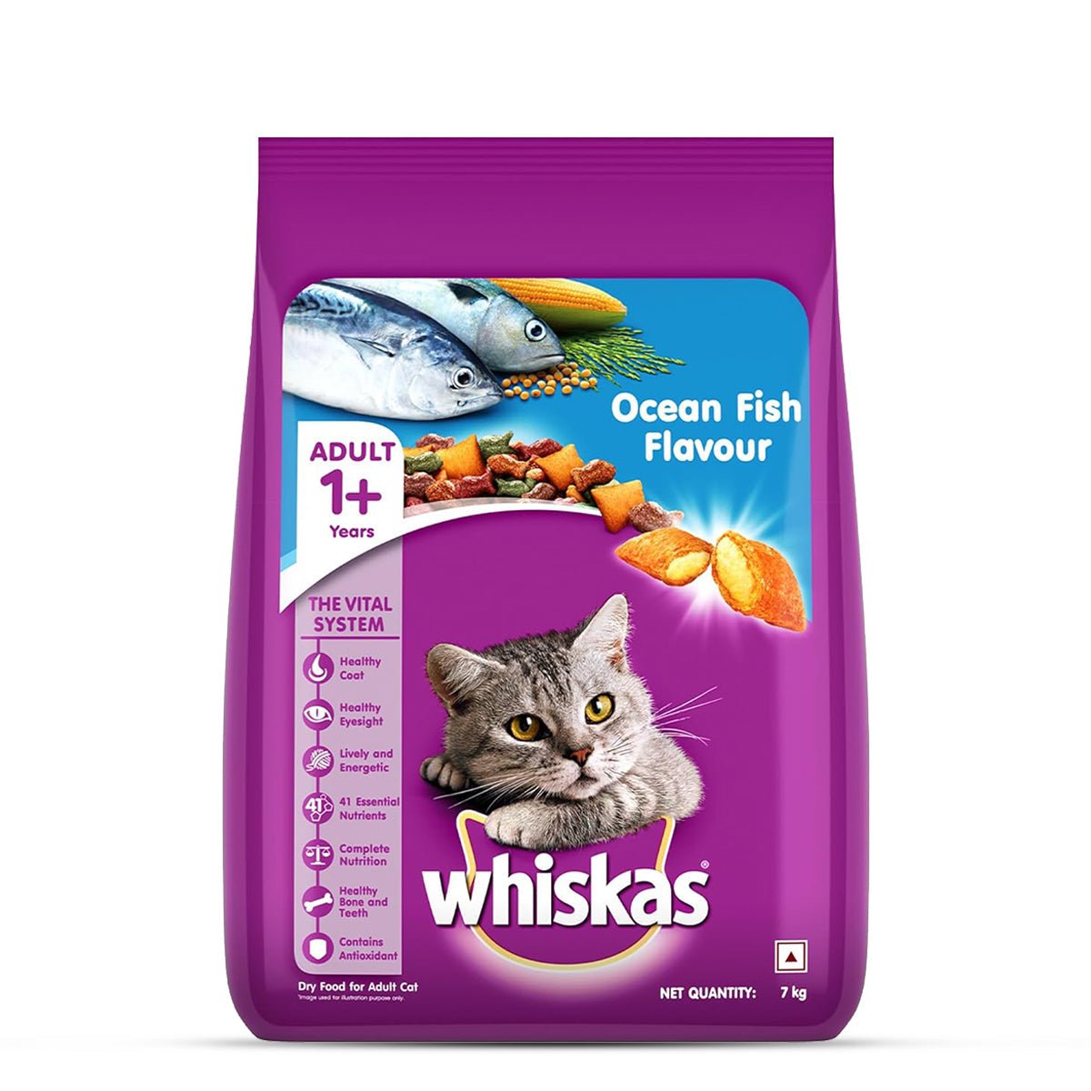 Whiskas Ocean Fish Flavour Dry Cat Food - All Breed Adult (+1 year) - Mypets.pk