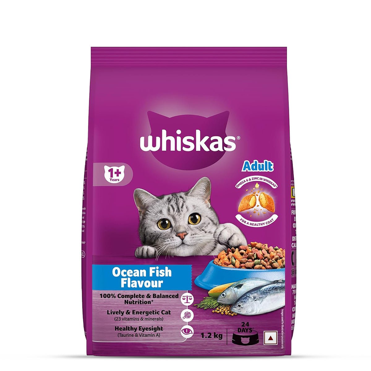 Whiskas Ocean Fish Flavour Dry Cat Food - All Breed Adult (+1 year) - Mypets.pk