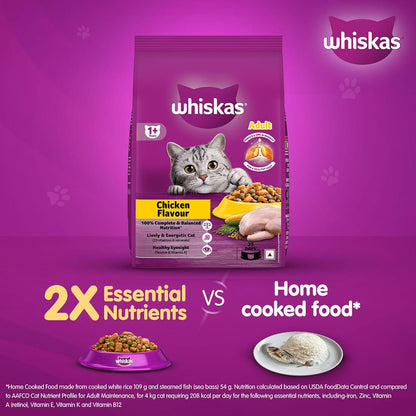 Whiskas Chicken Dry Cat Food - All Breed Adult (+1 year) - Mypets.pk