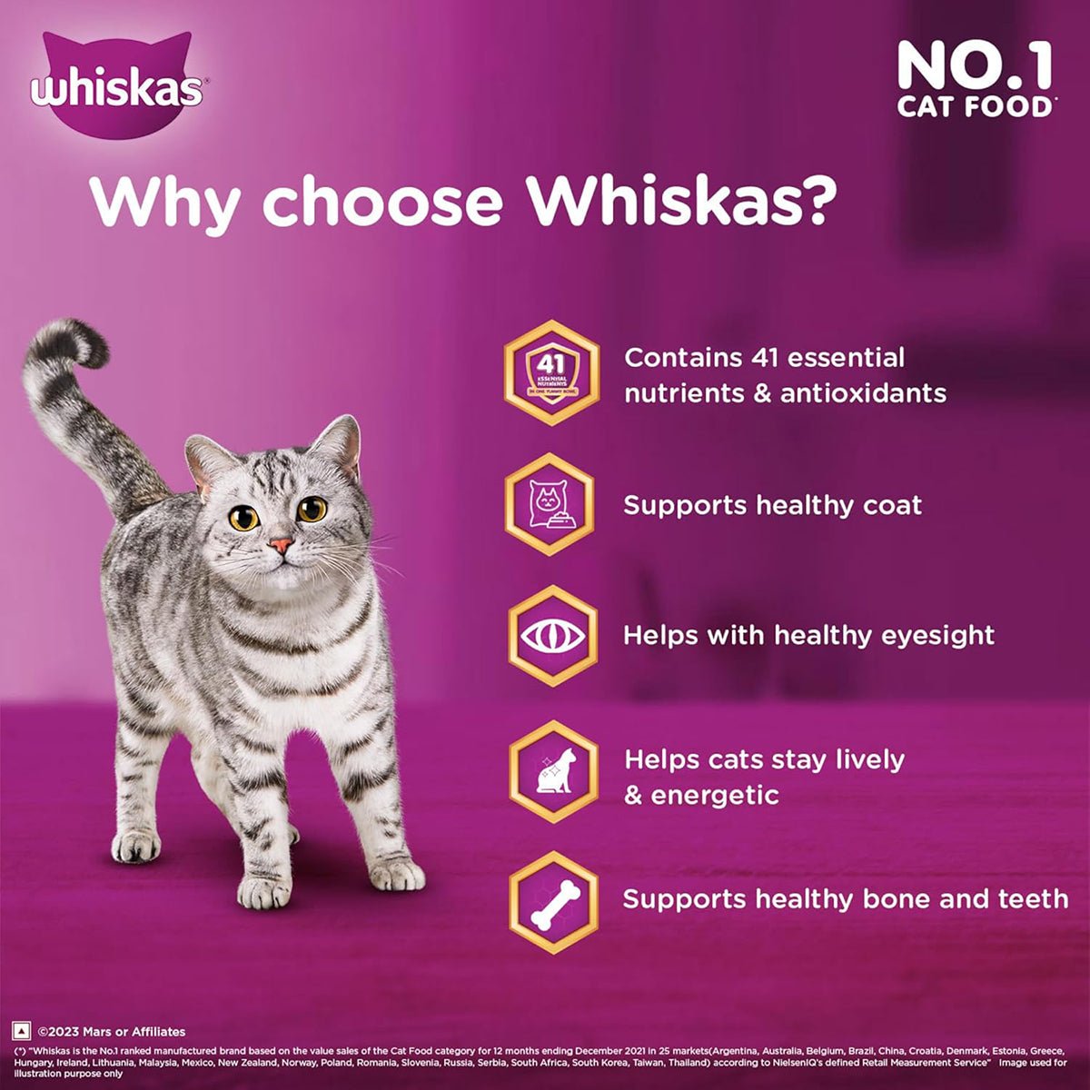 Whiskas Chicken Dry Cat Food - All Breed Adult (+1 year) - Mypets.pk
