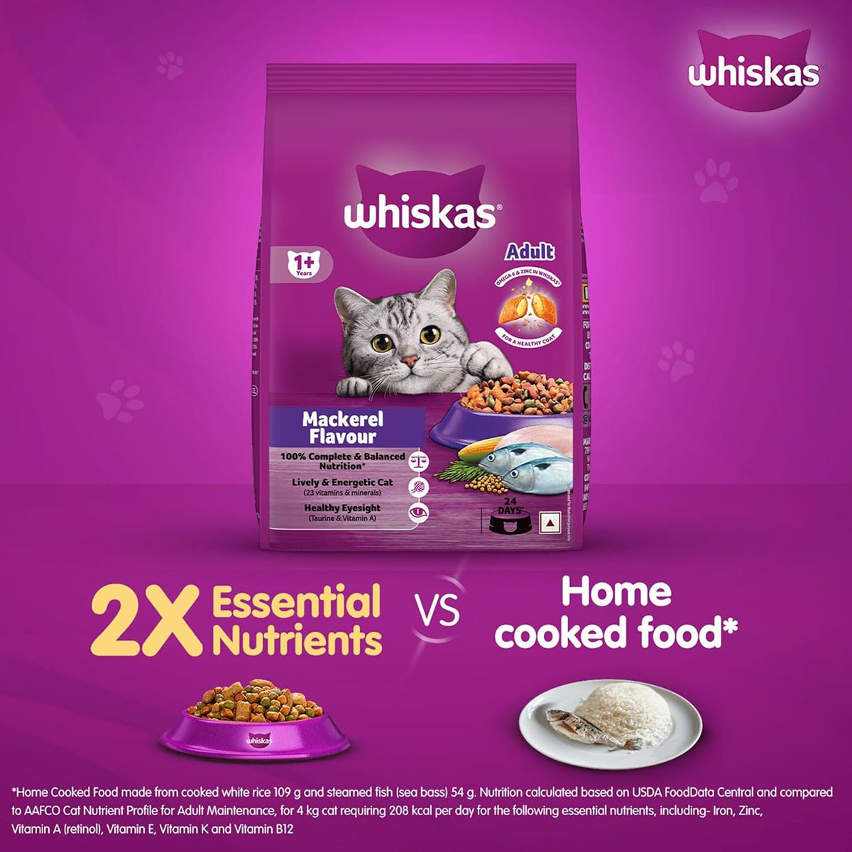 Whiskas Mackerel Dry Cat Food - All Breeds Adult (1+ year) - Mypets.pk
