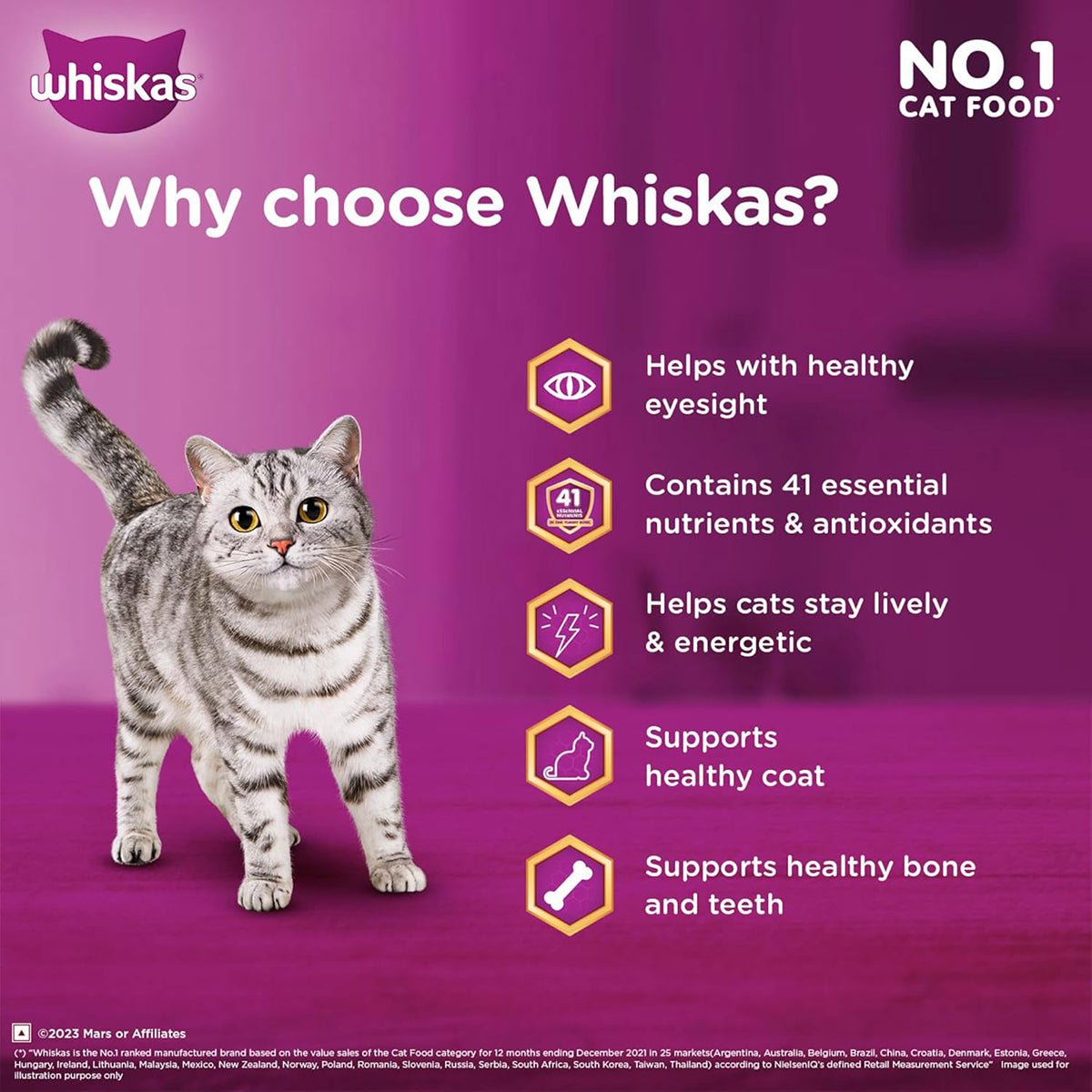 Whiskas Mackerel Dry Cat Food - All Breeds Adult (1+ year) - Mypets.pk