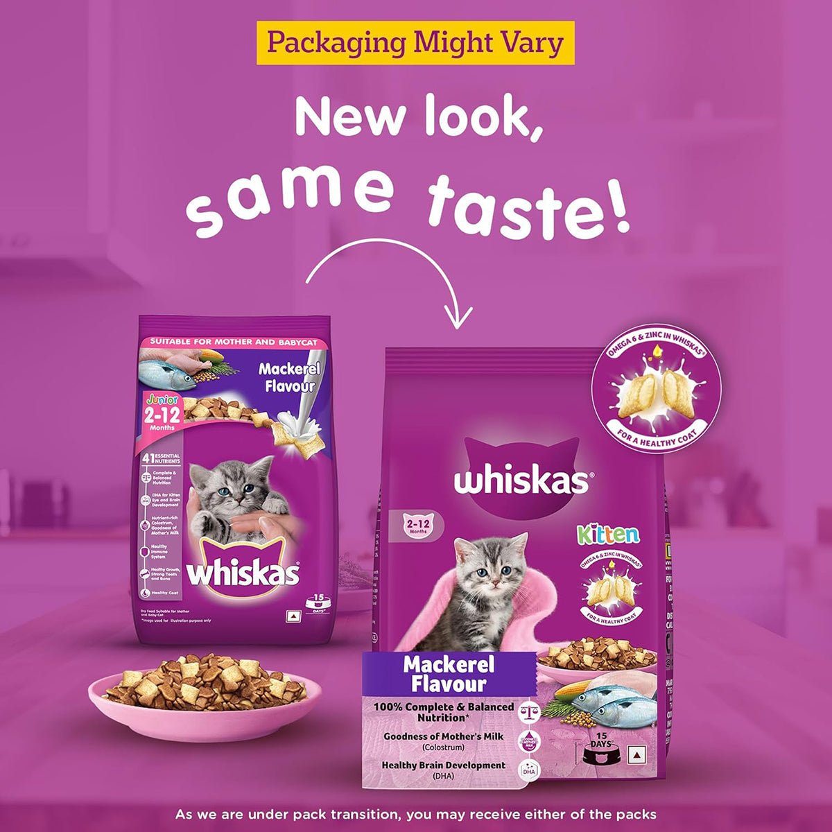 Whiskas Mackerel Dry Cat Food - All Breed Kitten (2 - 12 months) - Mypets.pk