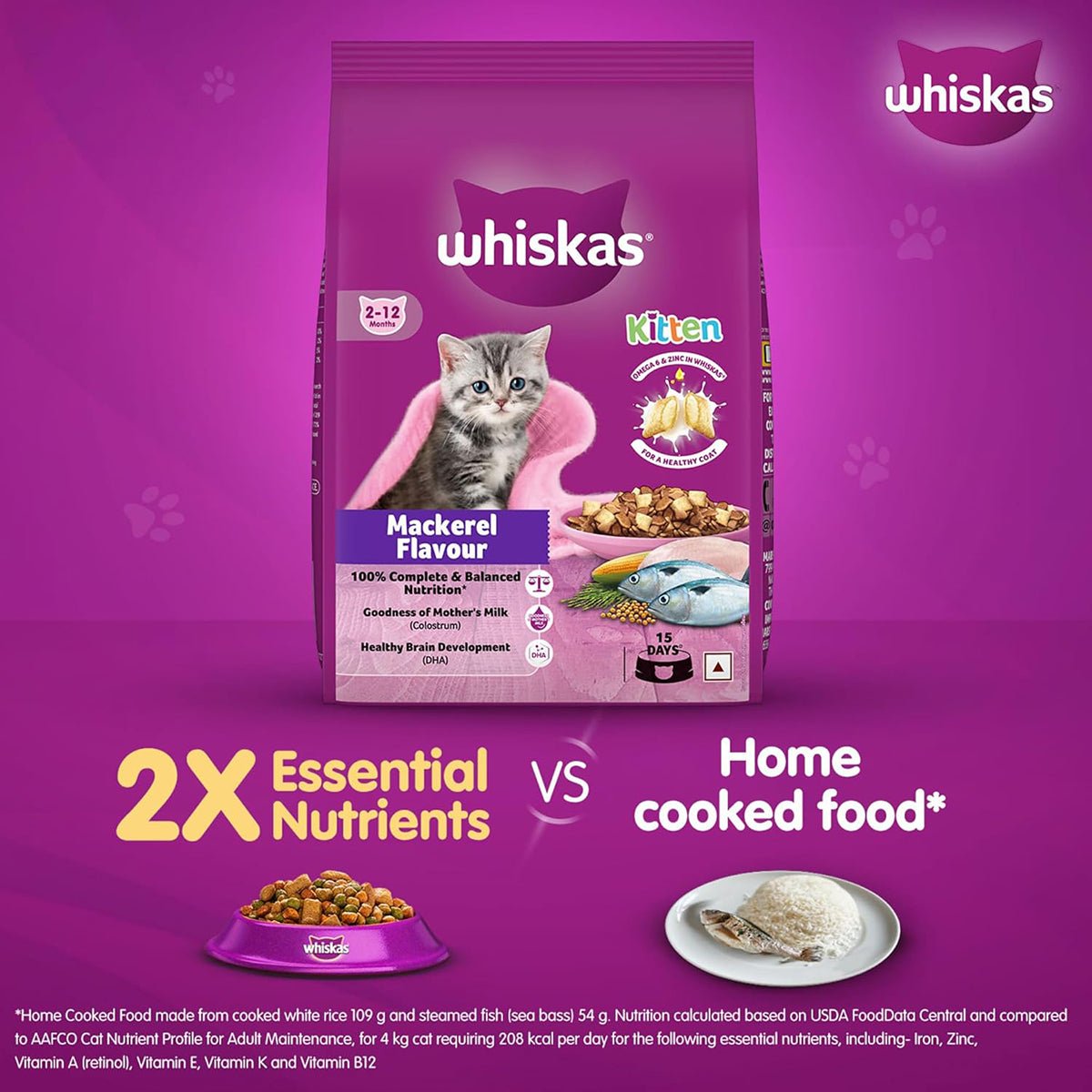 Whiskas Mackerel Dry Cat Food - All Breed Kitten (2 - 12 months) - Mypets.pk