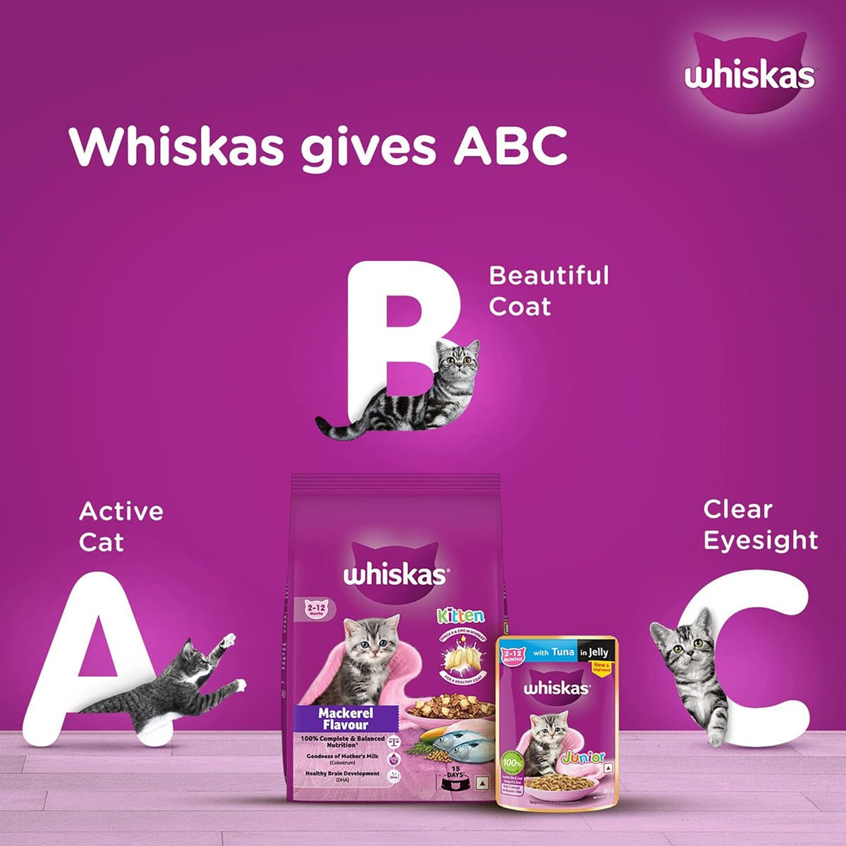 Whiskas Mackerel Dry Cat Food - All Breed Kitten (2 - 12 months) - Mypets.pk
